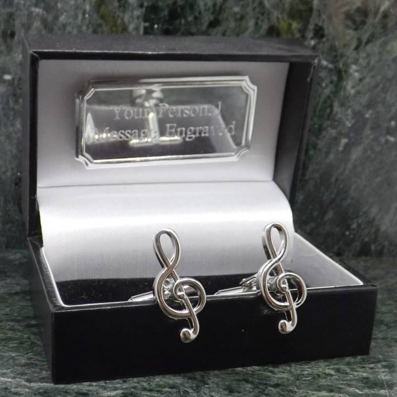 Musik Manschettenknöpfe Personalisierte Silber Farbe Geschenk Violinschlüssel Herren Geburtstag Manschettenknopf von MensGiftsOnline
