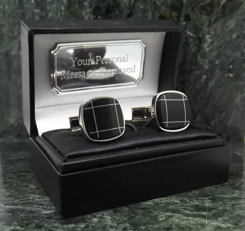 Onyx Manschettenknöpfe Personalisierte Cabochon Edelstein Schwarz Herren Geschenk Geburtstag Manschettenknopf Jahrestag von MensGiftsOnline