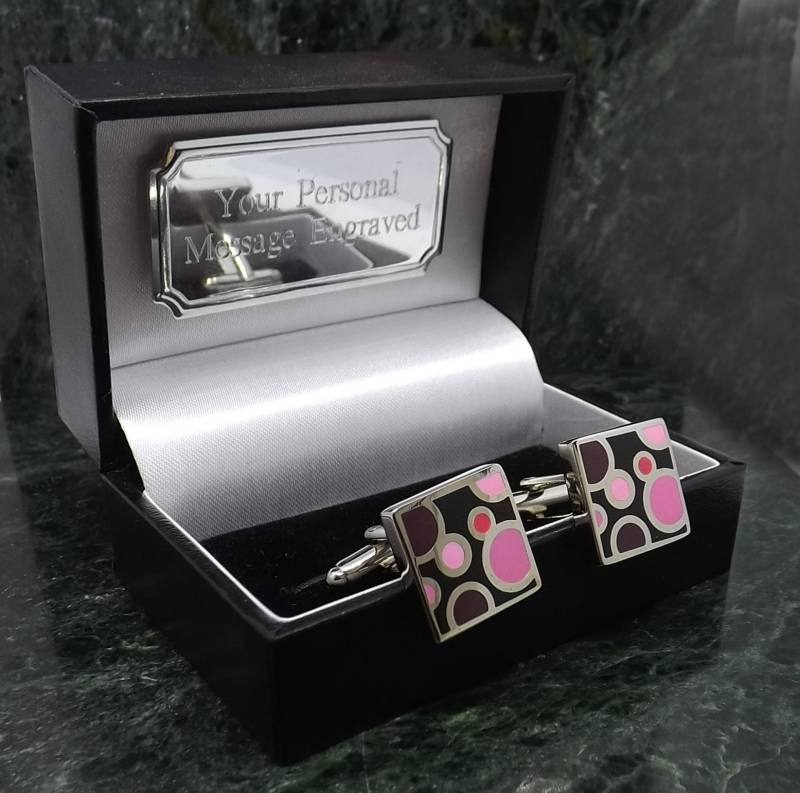 Pinke Manschettenknöpfe Personalisierte Moderne Emaille Hochzeit Herren Geschenk Geburtstag Jahrestag von MensGiftsOnline