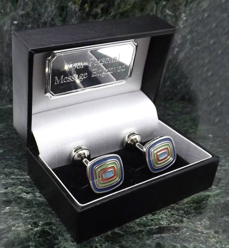 Regenbogen Manschettenknöpfe Personalisierte Muli Farbe Emaille Hochzeit Herren Geschenk Geburtstag Jahrestag von MensGiftsOnline