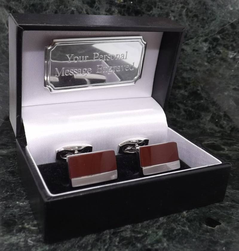 Rot Braune Manschettenknöpfe Personalisierte Emaille Hochzeit Geschenk Geburtstag Jahrestag von MensGiftsOnline