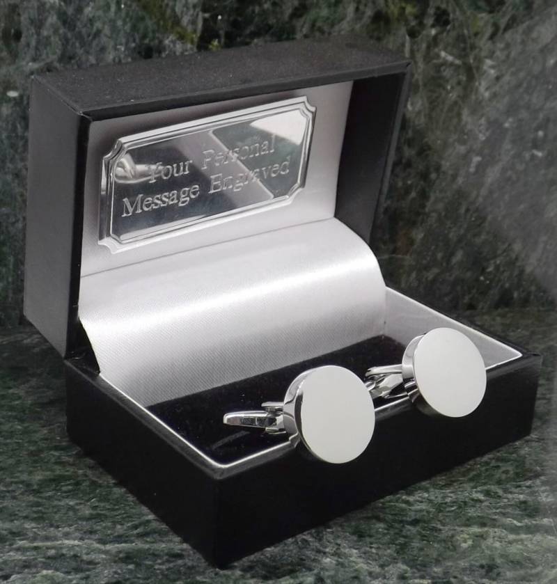 Schlichte Runde Manschettenknöpfe Personalisierte Silber Farbe Hochzeit Herren Geschenk Geburtstag Manschettenknopf Jahrestag von MensGiftsOnline
