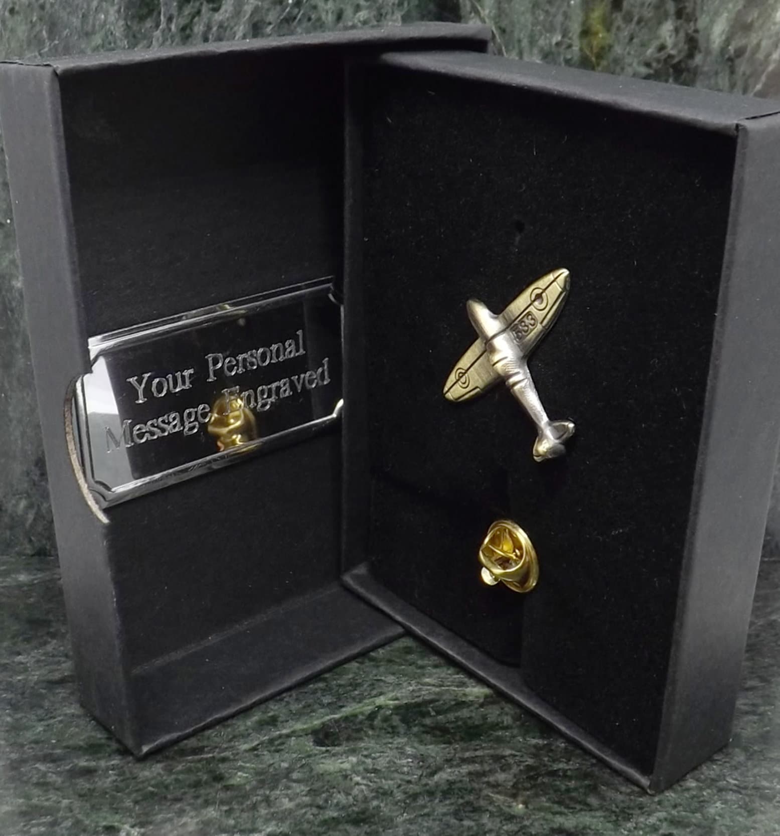 Spitfire Flugzeug Anstecknadel Personalisiertes Geschenk Antike Bronze Farbe Brosche Krawattennadel Hutnadel Lagernadel Herren Geburtstag Jahrestag von MensGiftsOnline