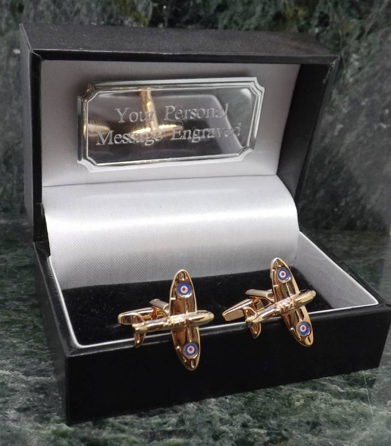 Spitfire Flugzeug Manschettenknöpfe Personalisierte Rosé Vergoldet Wwii Herren Geschenk Geburtstag Manschettenknopf Jahrestag von MensGiftsOnline