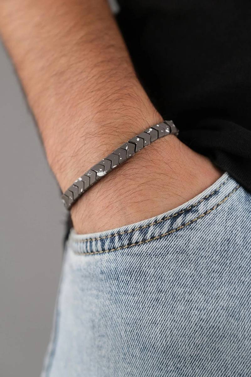 Handgefertigtes Armband Für Männer Hämatit Stein, Minimalist Design Armband, Positive Energie Heilung Schmuck von MensMoodON