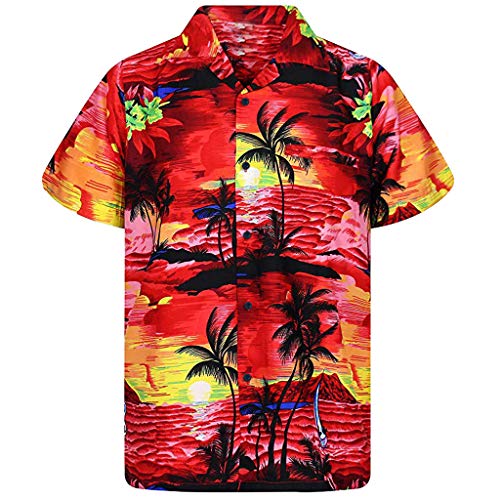 Mensera Funky Hawaiihemd Herren Kurzarm Hawaii-Print Freizeit Hemd 3D Gedruckt Muster Reise Party Hemd Strand Aloha Shirt mit Front-Tasche von Mensera