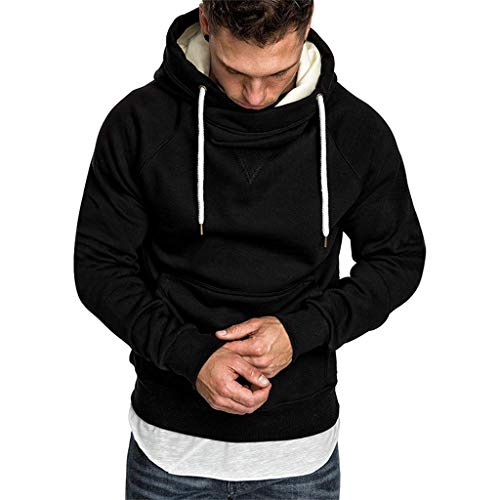 Mensera Herren Basic Kapuzenpullover Hoodie Sweatshirt Pullover mit Kapuze Casual Kontrastfarbe Langarm Pulli Langarmshirt Sweatjacke Oberteil Top von Mensera