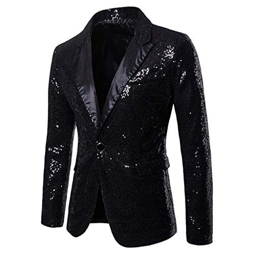 Mensera Herren Blazer Anzugjacke aus Pailletten Mode Glitzer Jacke Sakko Mantel für Hochzeit und Party Slim Fit von Mensera