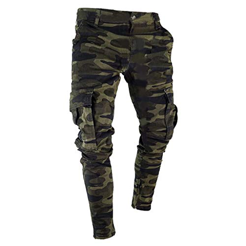 Mensera Herren Camouflage Jeans Hose Skinny Straight Jeanshose Camo Stretch Chino Denim Hosen für Männer Regular Slim Fit von Mensera