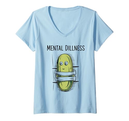 Damen Mental Dillness Pickle Funny Pickles Lover Gurke T-Shirt mit V-Ausschnitt von Mental Dillness Pickle Funny Cucumber