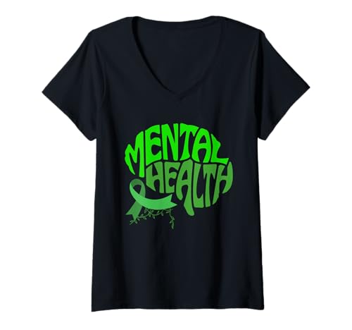 Damen Its Okay to Not Be Okay Mental Health Awareness Ribbon T-Shirt mit V-Ausschnitt Damen Its Okay to Not Be Okay Mental Health Awareness Ribbon T-Shirt mit V-Ausschnitt von Mental Health Awareness Tee