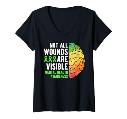 Damen Mental Health Awareness - Not All Wounds Are Visible T-Shirt mit V-Ausschnitt Damen Mental Health Awareness - Not All Wounds Are Visible T-Shirt mit V-Ausschnitt von Mental Health Awareness gift idea