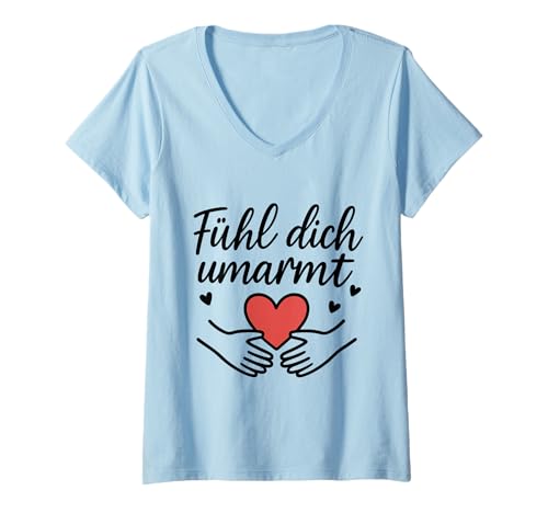 Damen Fühl Dich umarmt Herz Design T-Shirt mit V-Ausschnitt Damen Fühl Dich umarmt Herz Design T-Shirt mit V-Ausschnitt von Mental Hug Designs