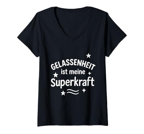 Damen Gelassenheit ist Meine Superkraft Yoga Achtsamkeit Design T-Shirt mit V-Ausschnitt Damen Gelassenheit ist Meine Superkraft Yoga Achtsamkeit Design T-Shirt mit V-Ausschnitt von Mental Hug Designs
