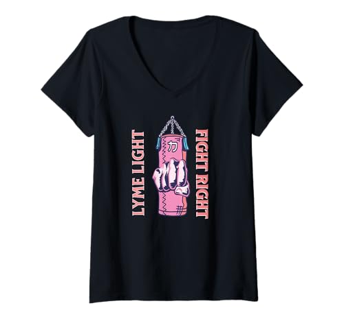 Damen Kampfgeist Boxen Stärke Mentale Kraft Überwinden T-Shirt mit V-Ausschnitt von Mentaler Wille Kämpfer Energie Durchhaltevermögen