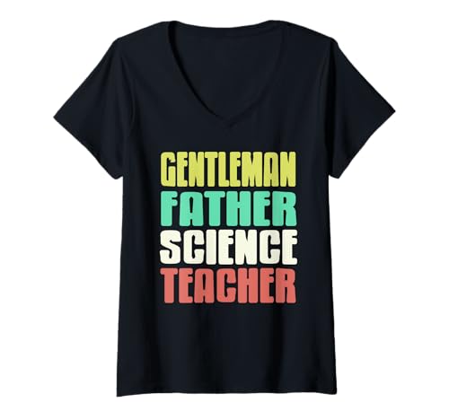 Damen Gentleman Vater Naturwissenschafts Lehrer Lustig T-Shirt mit V-Ausschnitt von Mentor Humorvoller Vater im Klassenzimmer