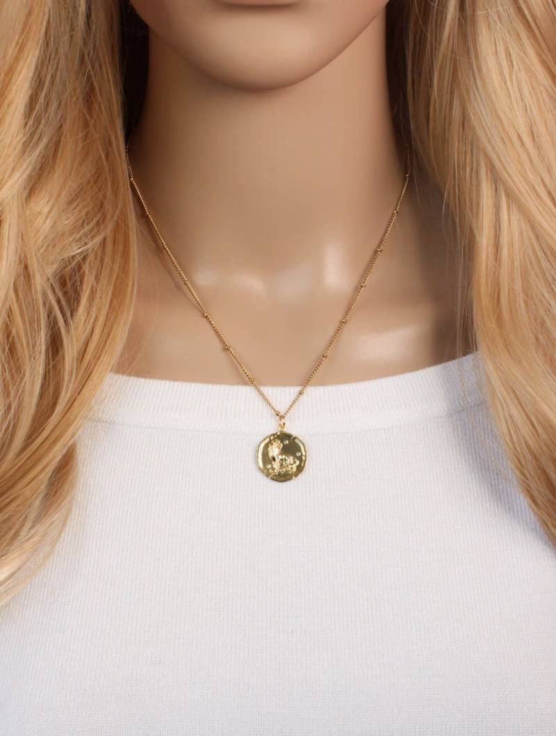 Virgo Sternzeichen Münzscheibe Halskette | Silber-Krebs-Astrologie-Anhänger Gold Medaillon Anhänger Löwe, Stierzeichen Geschenk Für Sie von MenuetDesigns