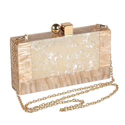 Menurra Frauen Acryl Abend Clutch Tasche Glitzer Marmor Geldbörse Handtasche für Hochzeit Cocktail Party Abschlussball, Champagner, 7.8"x4.1"x1.8" von Menurra