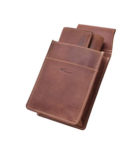 Menzo Kellnerbörsenset, Kellnerbörse + Holster, Kellnertasche + Halfter, echtes Leder für Damen und Herren (deltabraun) von Menzo