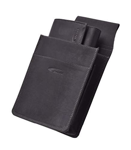 Menzo Kellnerbörsenset, Kellnerbörse + Holster, Kellnertasche + Halfter, echtes Leder für Damen und Herren (schwarz) von Menzo