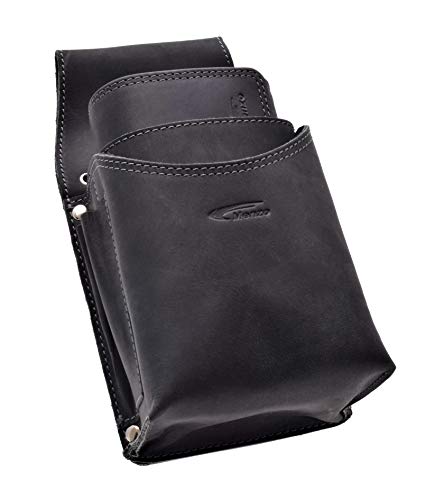 Menzo Kellnerbörsenset 12 Monate GARANTIE! Mit Fach für Gastro-Computer aus echten Leder, Kellnerbörse, Kellnertasche, Set (schwarz) von Menzo