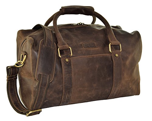 Menzo Vienna Leder Reisetasche 30l, Handgepäck, Weekender, Businesstasche Damen und Herren, (Marrone) von Menzo