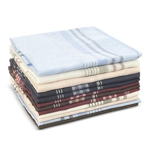MeoZynxadril 12 Stück Taschentücher Herren, 36 x 36cm Taschentücher, Klassisches Taschentücher, Stofftaschentücher Herren, Wiederverwendbar Herrentaschentücher, für Männergeschenke Geeignet von MeoZynxadril