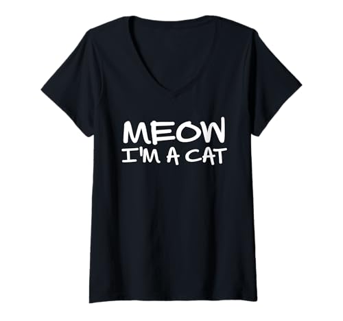 Damen Meow I'm A Cat – Halloween-Kostüm für Herren, Damen, Mädchen, Kinder T-Shirt mit V-Ausschnitt Damen Meow I'm A Cat – Halloween-Kostüm für Herren, Damen, Mädchen, Kinder T-Shirt mit V-Ausschnitt von Meow I'm A Cat, Funny Halloween Shirts & gifts