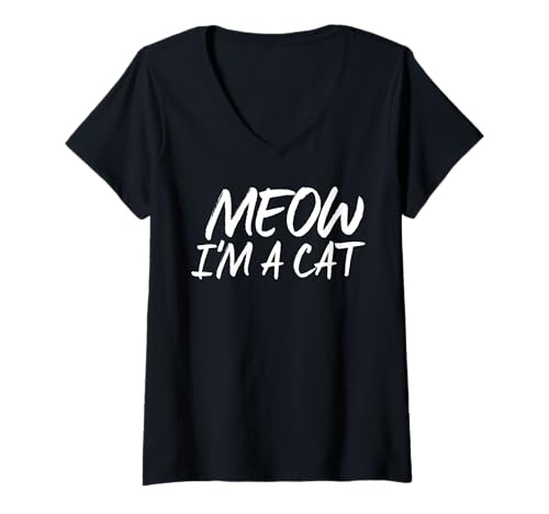 Damen Meow I'm A Cat – Halloween-Kostüm für Herren, Damen, Mädchen, Kinder T-Shirt mit V-Ausschnitt Damen Meow I'm A Cat – Halloween-Kostüm für Herren, Damen, Mädchen, Kinder T-Shirt mit V-Ausschnitt von Meow I'm A Cat, Funny Halloween Shirts & gifts