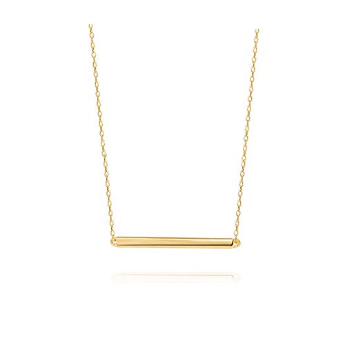 Gold Bar Anhänger Halsketten 925 Silber Horizontale Bar Halskette Choker Halskette Verstellbarer Kette Sterling Silber Schmuck für Frauen (Gold) von Meow Star