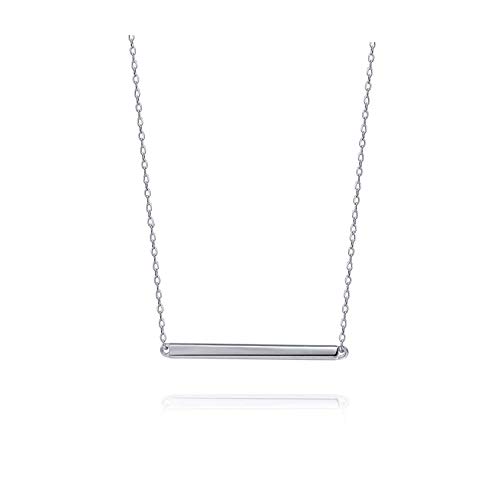 Gold Bar Anhänger Halsketten 925 Silber Horizontale Bar Halskette Choker Halskette Verstellbarer Kette Sterling Silber Schmuck für Frauen (Silber) von Meow Star