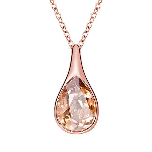 Halskette Damen Silber Kristall Teardrop Halskette Roségold Halsketten für Frauen Groß Zirkonia Halskette Silber 925 Kette Damen (Roségold) von Meow Star