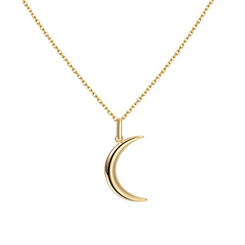 Halskette mit einem Halbmond Anhänger aus 925 Sterling Silber Mond Halskette zierliche Mond Halsketten für Frauen Sterling Silber Halskette (Gold) von Meow Star