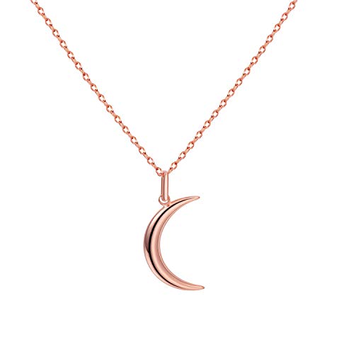 Halskette mit einem Halbmond Anhänger aus 925 Sterling Silber Mond Halskette zierliche Mond Halsketten für Frauen Sterling Silber Halskette (Roségold) von Meow Star