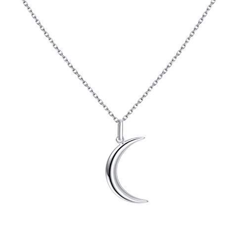 Meow Star Halskette mit einem Halbmond Anhänger aus 925 Sterling Silber Mond Halskette zierliche Mond Halsketten für Frauen Sterling Silber Halskette (Silber) von Meow Star