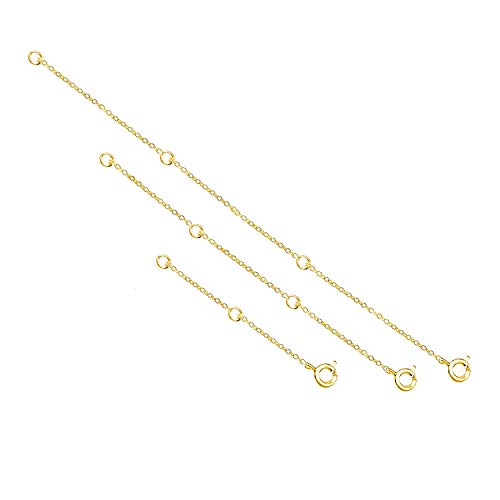 Kettenverlängerung Silber 925 Extender Kette Halskette Ketten Sterling Silber Armband Fußkettchen Extender Set 2, 3, 4 und 6 Zoll in Silber Gold und Roségold (Gold-N-3, Platiniert-2''4''6'') von Meow Star