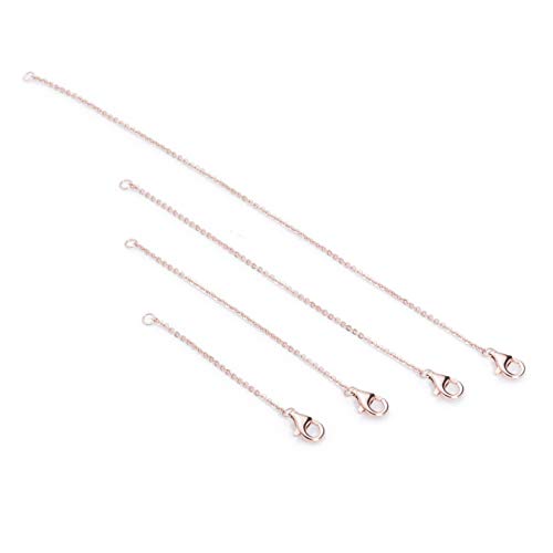 Kettenverlängerung Silber 925 Extender Kette Halskette Ketten Sterling Silber Armband Fußkettchen Extender Set 2, 3, 4 und 6 Zoll in Silber Gold und Roségold (Rose-4, Platiniert-2''3''4''6'') von Meow Star