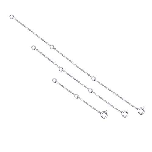 Kettenverlängerung Silber 925 Extender Kette Halskette Ketten Sterling Silber Armband Fußkettchen Extender Set 2, 3, 4 und 6 Zoll in Silber Gold und Roségold (Silver-N-3, Platiniert-2''4''6'') von Meow Star