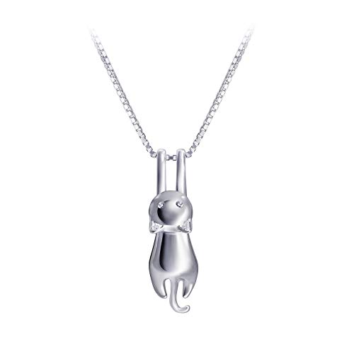 Meow Star Damen Halskette Damen Kette Schmuck s925 Sterling Silber Süße Katze Anhänger Halskette (Glänzendes) von Meow Star