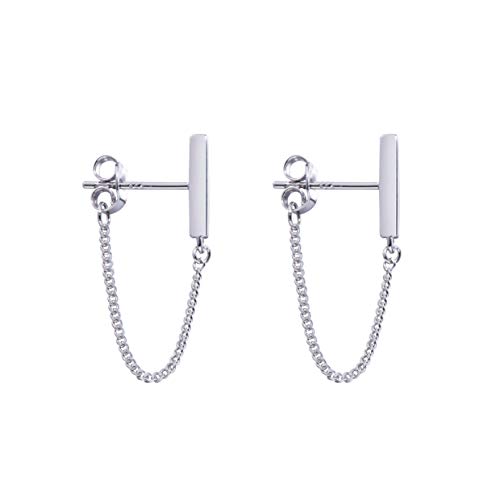 Minimalistische Kettenohrringe Damen Ohrringe mit Ketten Symbol Elegant 925 Sterling Silber Stäbchen Durchzieher Ohrringe Lange Quaste Einfädler Ohrringe für Frauen Herren (Silber, 3) von Meow Star