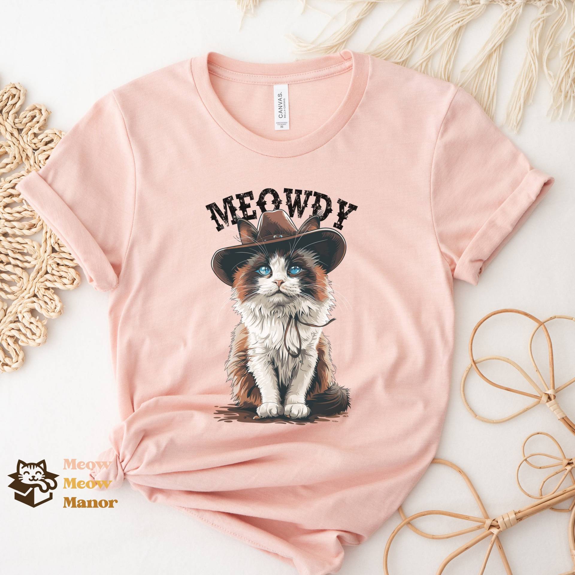 Howdy Meowdy Cowboy Ragdoll Katzen-T-Shirt | Niedliches Katzen Geschenk Für Mama Katzenbesitzerin Katzenliebhaber Lustiges Meme von MeowMeowManor