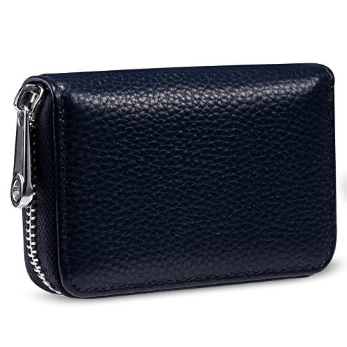 Meowoo RFID Wallets Kreditkartenetui Blocker Schutzhülle Karte, 14 Fächer Kartenetui, Orgel-Stil Tragbar Anti-Diebstahlbürste(Marineblau) von Meowoo