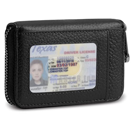 Meowoo Kreditkartenetui für Damen und Herren RFID Wallets Schutzhülle Karte RFID Schutz,Reißverschlussetui 14 Fächer Kartenetui(Type 4-Schwarz) von Meowoo