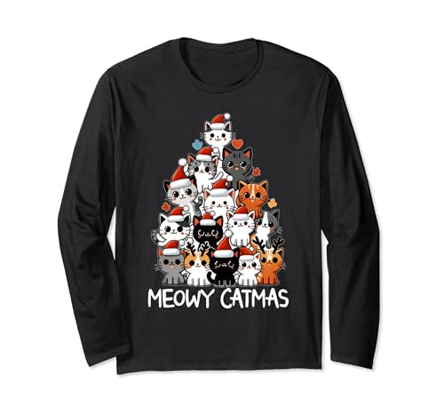 Merry Moewy Catmas Santa für Cat Mom Damen Weihnachtskatze Langarmshirt Merry Moewy Catmas Santa für Cat Mom Damen Weihnachtskatze Langarmshirt von Meowy Catmas Holiday Family Passender