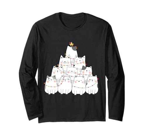 Katze Weihnachtsbaum Xmas Urlaub Männer Frauen Kinder Meowy Catmas Langarmshirt von Meowy Catmas Shirt Cat Christmas Gifts