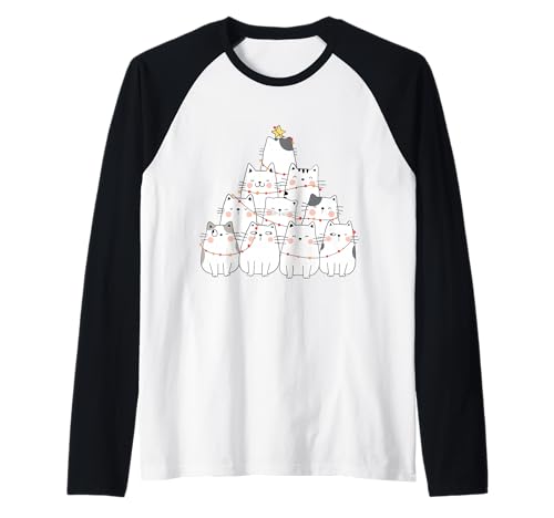 Katze Weihnachtsbaum Xmas Urlaub Männer Frauen Kinder Meowy Catmas Raglan von Meowy Catmas Shirt Cat Christmas Gifts