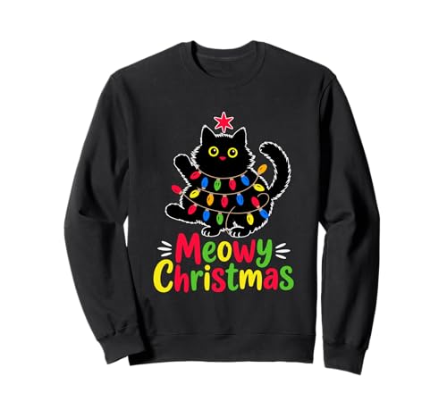 Meowy Weihnachtslichter, Schwarze Katze, lustige Männer, Frauen, Kinder Sweatshirt Meowy Weihnachtslichter, Schwarze Katze, lustige Männer, Frauen, Kinder Sweatshirt von Meowy Christmas Xmas Light Black Cat Pajama Family