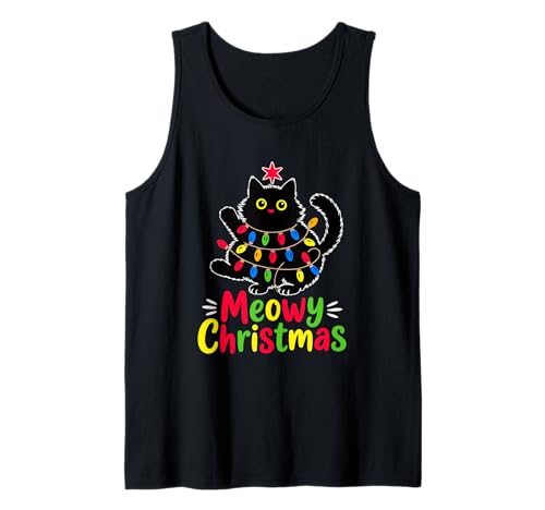 Meowy Weihnachtslichter, Schwarze Katze, lustige Männer, Frauen, Kinder Tank Top Meowy Weihnachtslichter, Schwarze Katze, lustige Männer, Frauen, Kinder Tank Top von Meowy Christmas Xmas Light Black Cat Pajama Family