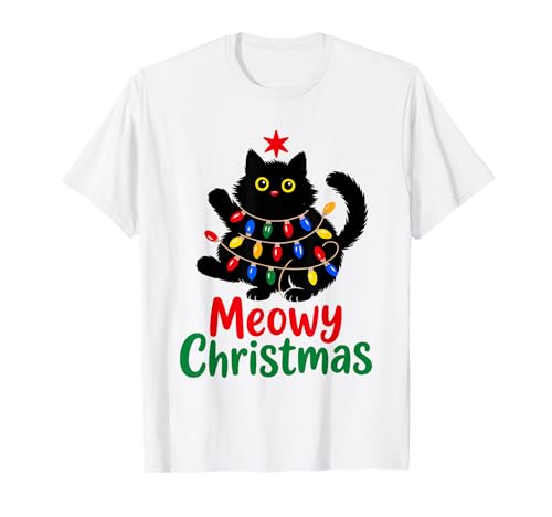 Meowy Weihnachtsbaum, Schwarze Katze, lustig, für Damen, Herren, Kinder T-Shirt von Meowy Xmas Tree Black Cat Holiday Family Pajamas