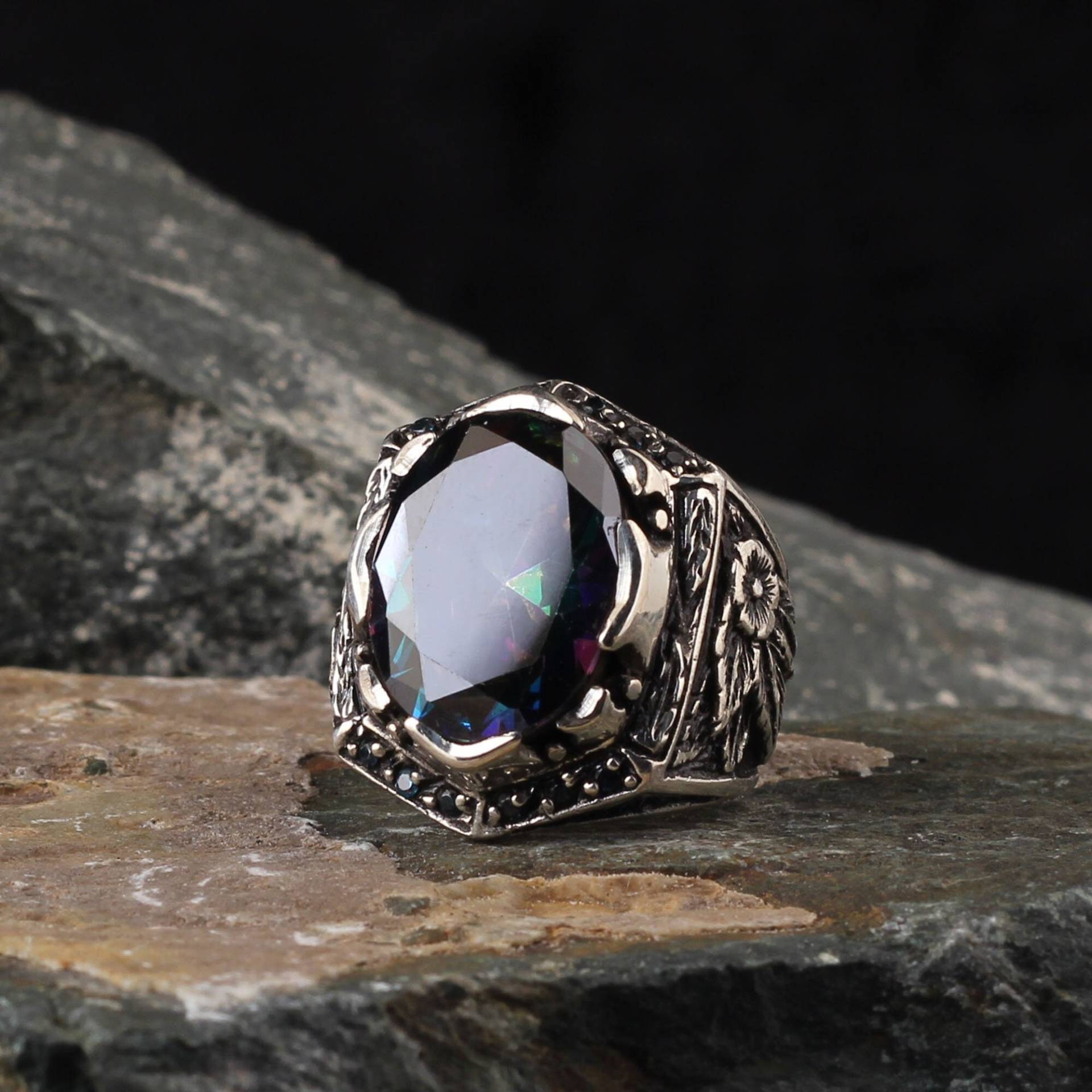 925Er Silber Ring, Gravur Herrenring, Männer von MerSilverCo